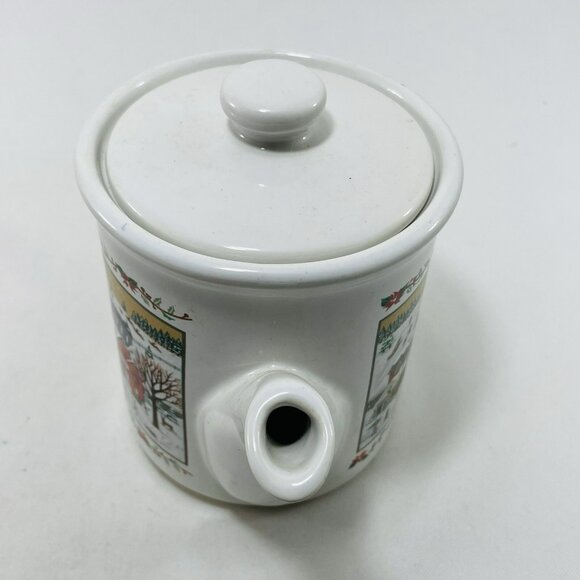 Vintage Russ Christmas Teapot Pot Jug Jar Pitcher Village Town Snow Winter 9690 - Picture 6 of 12